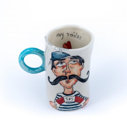 My sailor portrait painted on ceramic cup unique gift idea