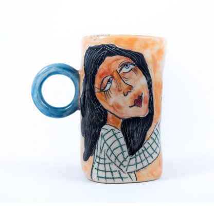 cute ceramic cup handmade and hand painted