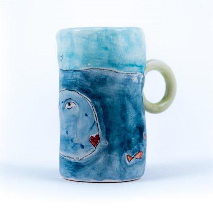 fish and sea unique pottery cup