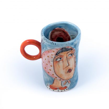 hand painted portrait on ceramic cup
