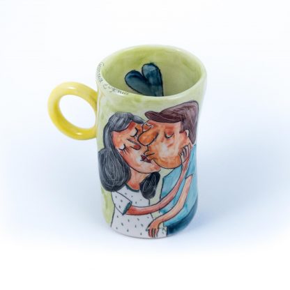 kissing couple ceramic cup