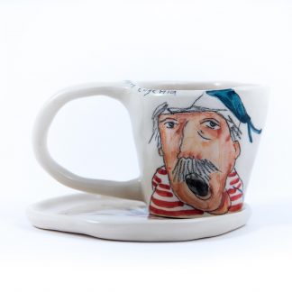 sailor portrait hand painted on unique ceramic espresso cup