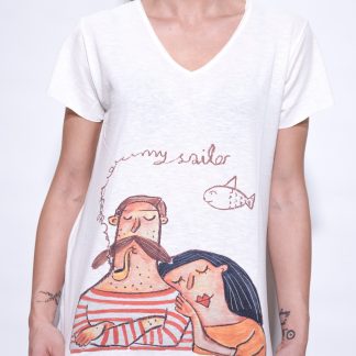 Love ♥ my sailor women's T shirt, 2 designs. Made from 100% cotton, available in 4 sizes. Art design of couples